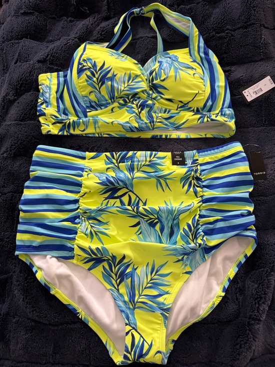 torrid Other - torrid Yellow and Blue Tropical High-Waist Bikini Set